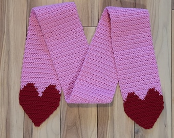 Patrón de crochet para bufanda de corazón (patrón PDF)