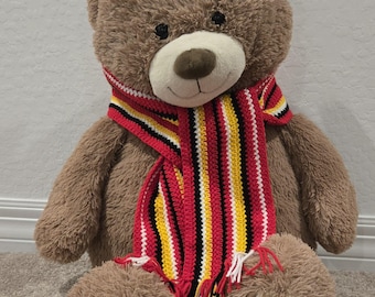 Bufanda de crochet para fan de los Chiefs: roja, dorada y negra