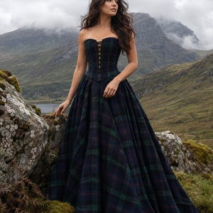 blue plaid corset dress Tartan Tartan What Color Heels Go collection_Gilt_Extra15_0911 The Regular Cup option Color:BLACK/GUNMETAL