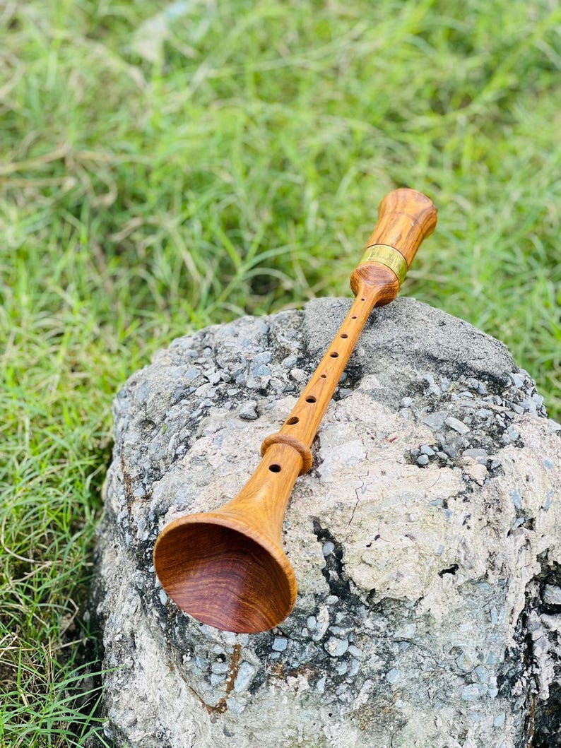 16th String Instruments Rosewood German RAUSCHPFEIFE in Small Wooden Shawm Instrument With Two ...