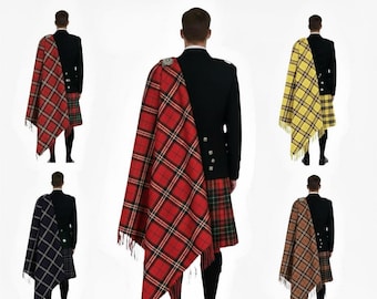 Highland Tartan Fly Plaid Custom Size Scottish Fly Plaids Tartan Shawl Men Kilt Outfit Fly Plaid for Bagpipers Available in 50+ Tartans