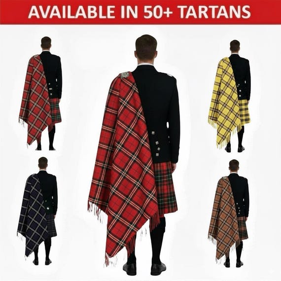 Highland Tartan Fly Plaid Custom Size Scottish Fly Plaids Tartan Shawl Men Kilt Outfit Fly Plaid for Bagpipers Available in 50+ Tartans
