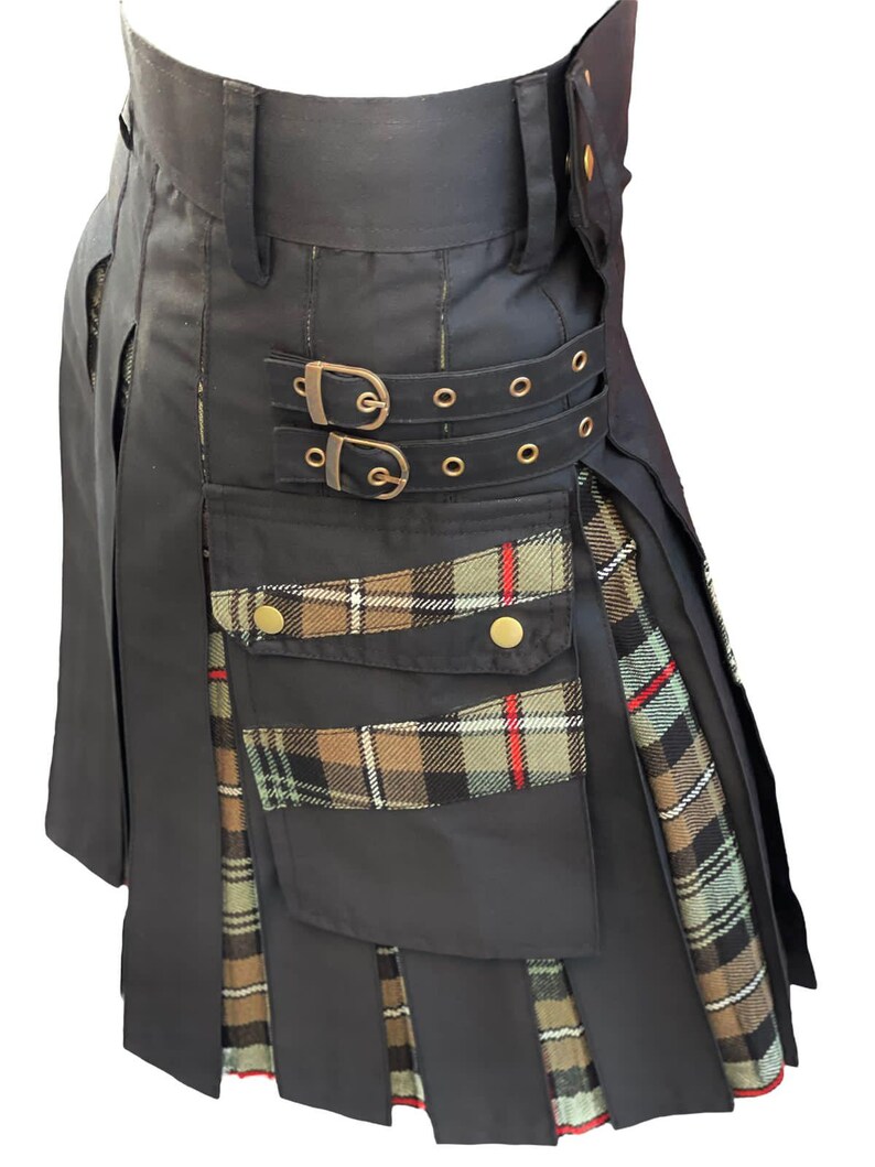 Kilt Feature Modern Hybrid Utility Kilt for Men – Scottish Tartan Inner Pleats ...