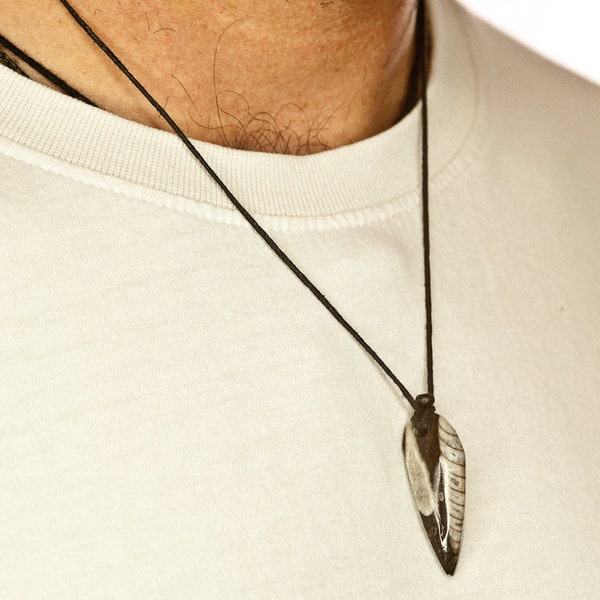 Genuine Fossil  Pendant For Him For Man Orthoceras Fossil