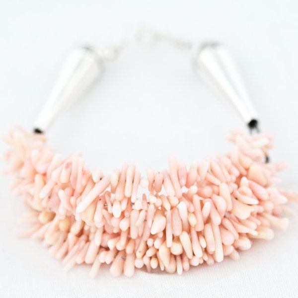 Coral Beaded Bracelet Pale Pink Magnolia Spiky Coral Beads