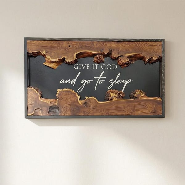Rustic Christian Wooden Wall Art – Give It to God Quote