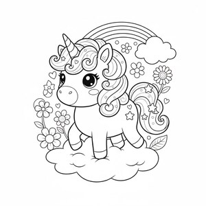 Unicorns Colouring Book for Kids: Printable Magic Fun! (Digital Download PDF)