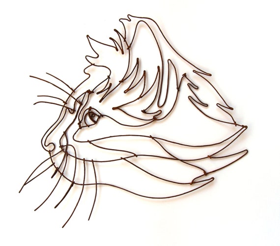Items similar to Cat wire wall art. Wire wall art. Wire cat portrait