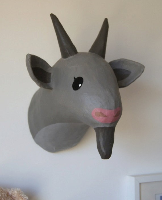 Items similar to Paper Mache Goat Head on Etsy