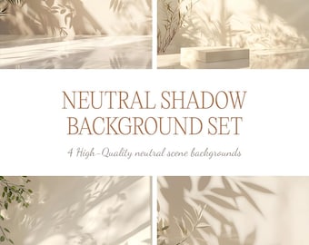 Neutral Photography Backgrounds Mockup Pack – 4 Styled Digital Backdrops for Product Display, Branding & Flatlays