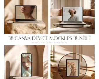 38 Canva Device Mockups Bundle | Laptop, Tablet & Phone