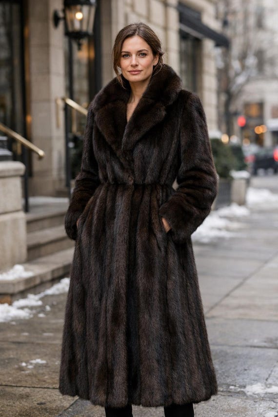 Real mink fur coat for women, Dark Brown Mink Fur Coat, Women's Fur Coat, Vintage Fur Coat, Handmade fur coat, Real Fur Coat, Women's Coats