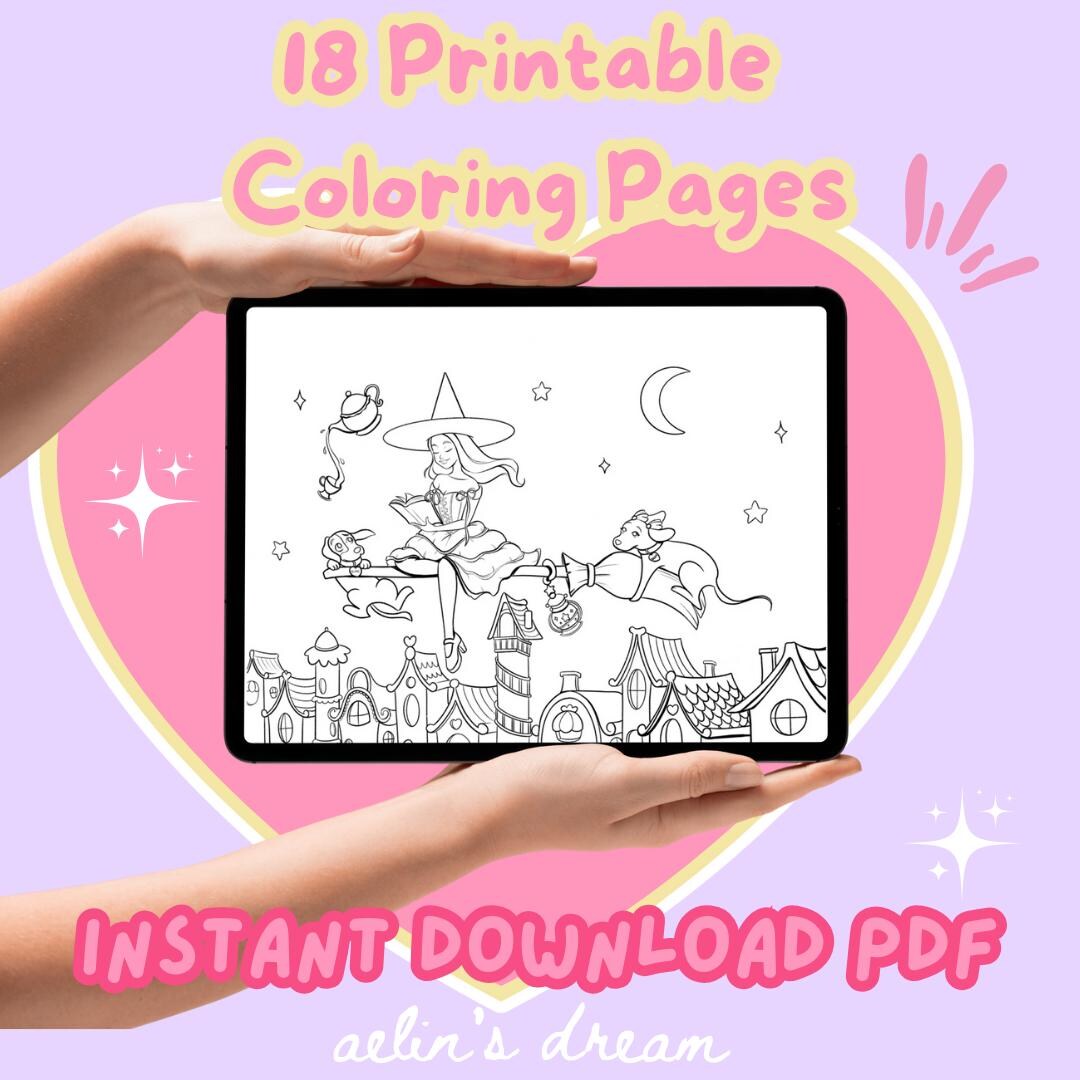 Coloring Book , 18 Printable Pages, Digital PDF, Adult Coloring - Etsy