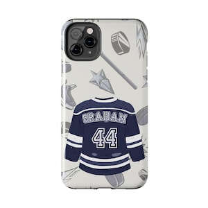 Cream iPhone 11 Pro Graham 44 navy hockey jersey full case product shot on white background