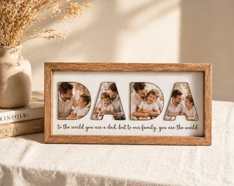 Personalized Dad Photo Frame, Custom Father Gift, Family Picture Frame with Quote, Rustic Wood Frame for Dad, Father's Day Gift
