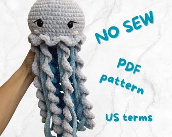 No sew jellyfish crochet pattern | Amigurumi PDF pattern (US terms)