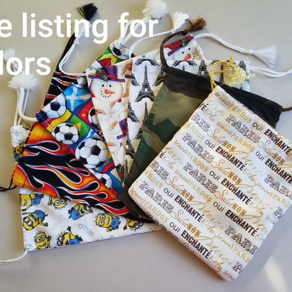 DISCONTINUED will not renew, storage/gift bags, fabric bags, approx. 7 1/2" x 6 1/2",  fabric, unlined, double stitched