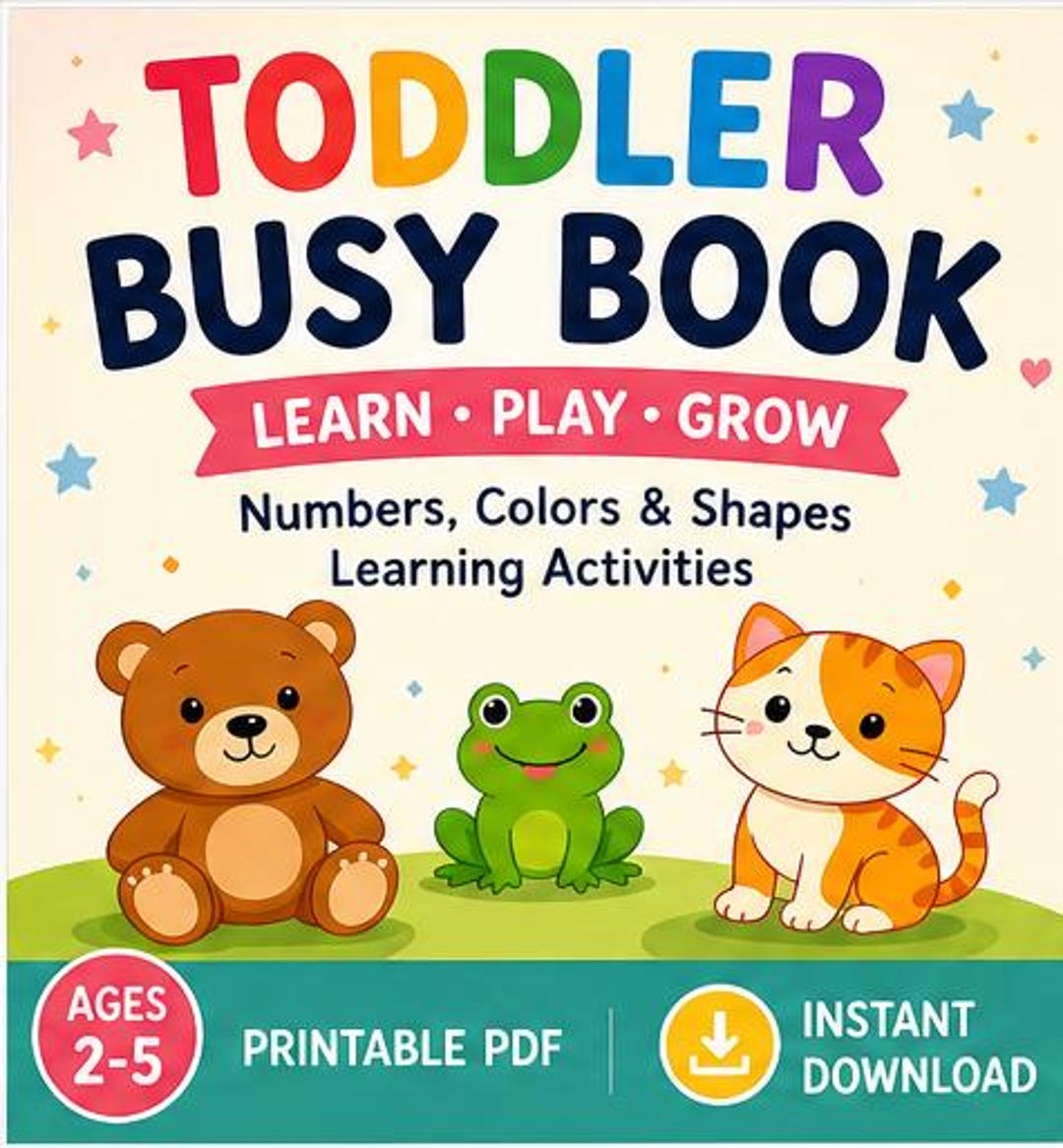 Toddler Busy Book Printable PDF, Preschool Learning Activities ...