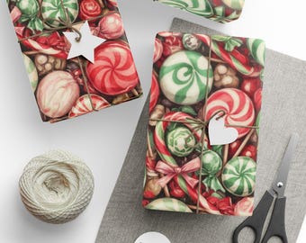 Carta da regalo natalizia con caramelle: dolci natalizi fantasiosi, motivo a lecca-lecca