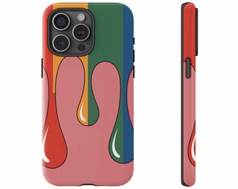 Colorful Dripping Paint Design iPhone Case: Artistic Phone Cover