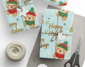 Carta da regalo natalizia a forma di orso, involucro