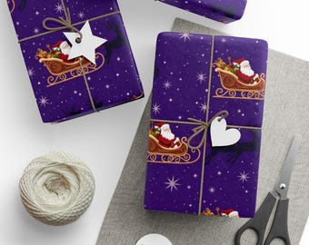 Carta da regalo natalizia con slitta di Babbo Natale: carta da regalo con notte stellata
