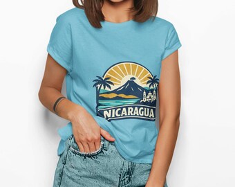 Nicaragua volcano palm trees graphic Tee | Travel souvenir shirt