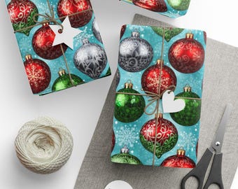 Carta da regalo per decorazioni natalizie: design a forma di palline festive