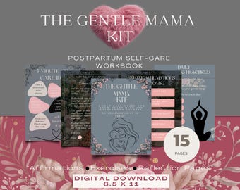 Postpartum Self-Care Workbook | New Mom Affirmations (Digital Download)