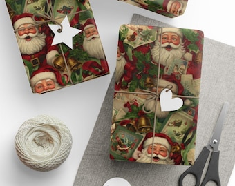 Carta da regalo natalizia vintage di Babbo Natale, carta da regalo nostalgica
