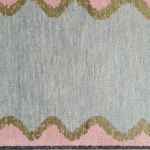 Light Blue Modern Oushak Rug: Hand Knotted New Zealand Wool, Turkish Style image 12