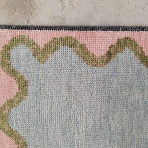 Light Blue Modern Oushak Rug: Hand Knotted New Zealand Wool, Turkish Style image 9
