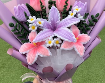 Pink and purple pipe cleaner bouquet