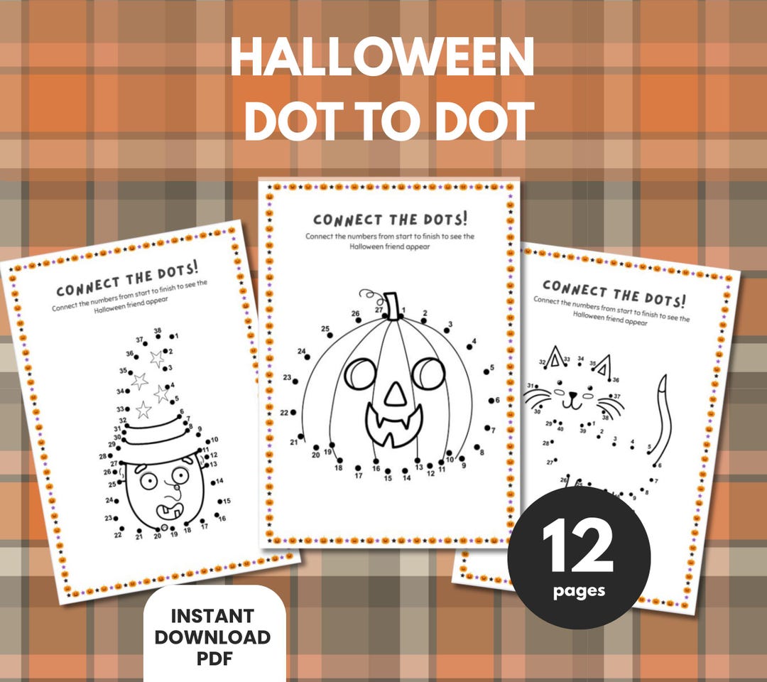 Halloween Dot to Dot Worksheet, Connect the Dots Worksheets , Preschool ...