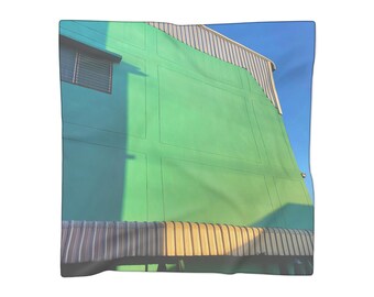 Bufanda fotográfica de edificio verde abstracto / Impresión de arquitectura moderna