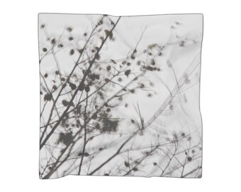 Bufanda minimalista con ramas de árboles botánicos / Bufanda neutra con diseño abstracto de naturaleza