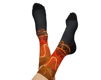 Calcetines con estampado abstracto de luz de fuego / Calcetines deportivos con impresión por sublimación