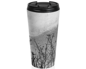 Vaso de viaje botánico monocromático de acero inoxidable con aislamiento de 15 oz