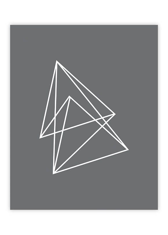 Grey Geometric Triangles Abstract Print Graphic Poster Etsy Canada