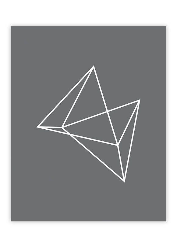 Grey Geometric Triangles Abstract Print Graphic Poster Etsy Canada