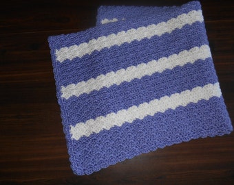 Baby Afghan, Purple White Striped Blanket, Handmade Blanket, Baby Shower Gift Idea