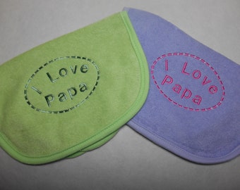 I Love Papa Bib, Baby Bibs, Embroidered Bibs, Baby Boy Bib, Baby Girl Bib, Baby Shower Gift