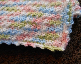 Newborn Gender Neutral Baby Blanket, Baby Shower Gift Idea, Crocheted Blanket, Ready To Ship