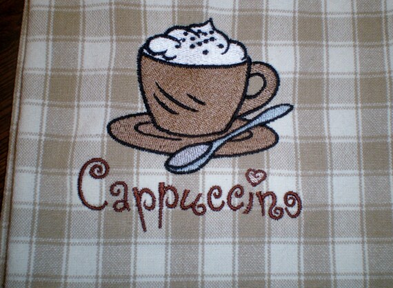 Cappuccino Towel On Sale Embroidered Kitchen Towel Beige Etsy