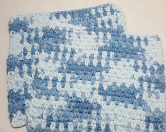 Crocheted Dishcloths, Blue and White Cloths, Cotton Thread Cloths, Kitchen Dishcloths, Kitchen Gift Idea