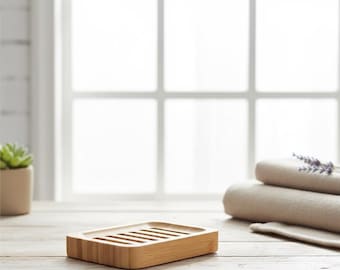 Jabonera de bambú natural / Jabonera de madera ecológica / Accesorio de baño sin plástico