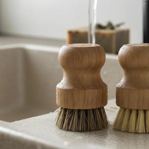 Umweltfreundliches Küchenbürsten-Set: Holzgriff, Pflanzenfaserborsten