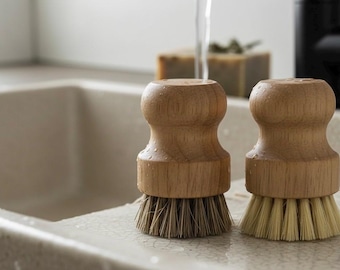 Eco-Friendly Kitchen Scrub Brush Set – Wood Handle, Plant Fiber Bristles
