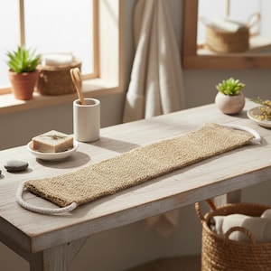 Organic Jute Back Scrubber – Natural Exfoliating Body Wash Cloth, Eco-Friendly Shower & Spa Accessory