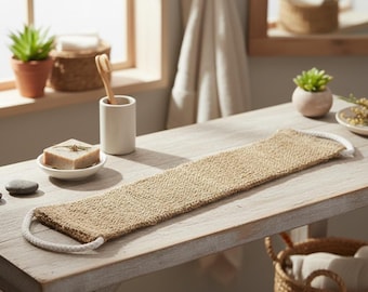 Scrubber per la schiena in iuta biologica – Panno esfoliante naturale per il corpo, accessorio ecologico per doccia e spa